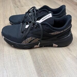 Reebok Nanoflex Women's Size 8.5 Black w/ Leopard Print Training Shoes